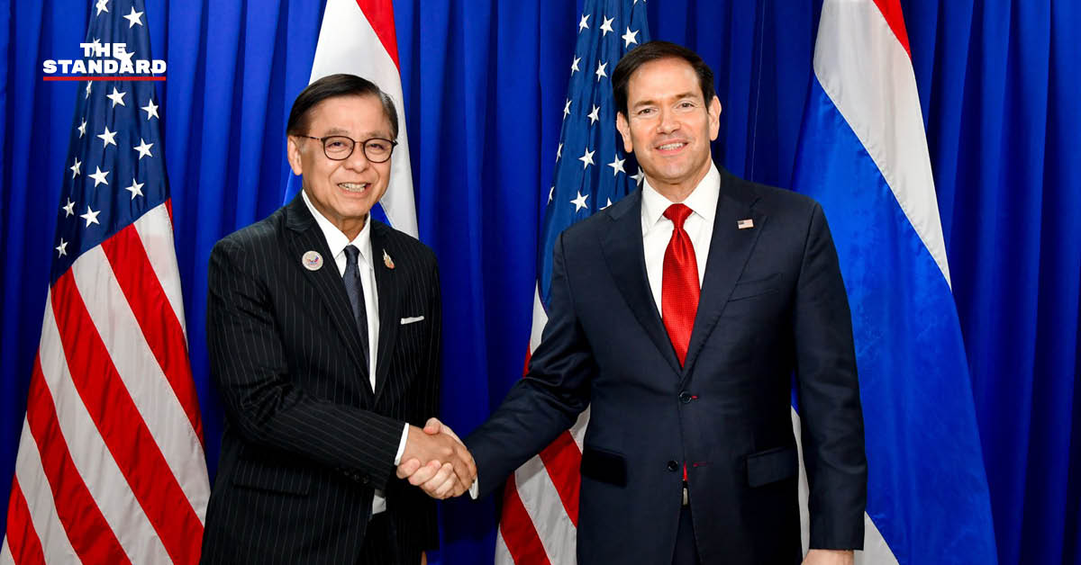 สีหศักดิ์ พวงเกตุแก้ว และ มาร์โก รูบิโอ รัฐมนตรีต่างประเทศของไทยและสหรัฐฯ กำลังหารือกัน