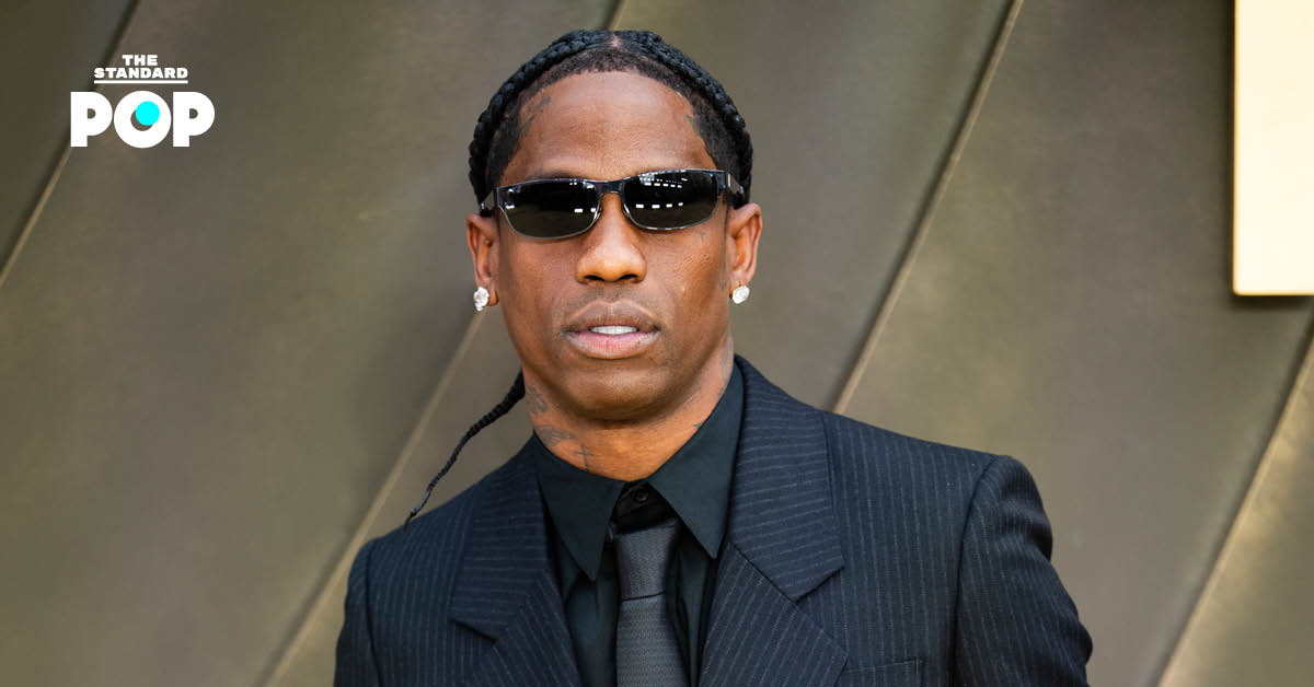 Travis Scott ขณะเข้าร่วมงานเปิดตัวภาพยนตร์ The Odyssey