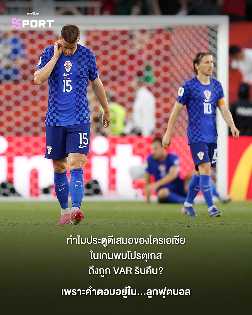 ภาพลูกฟุตบอล Trionda ที่เผยให้เห็นชิปเซนเซอร์ภายใน พร้อมฉากหลังเป็นจอ VAR 1