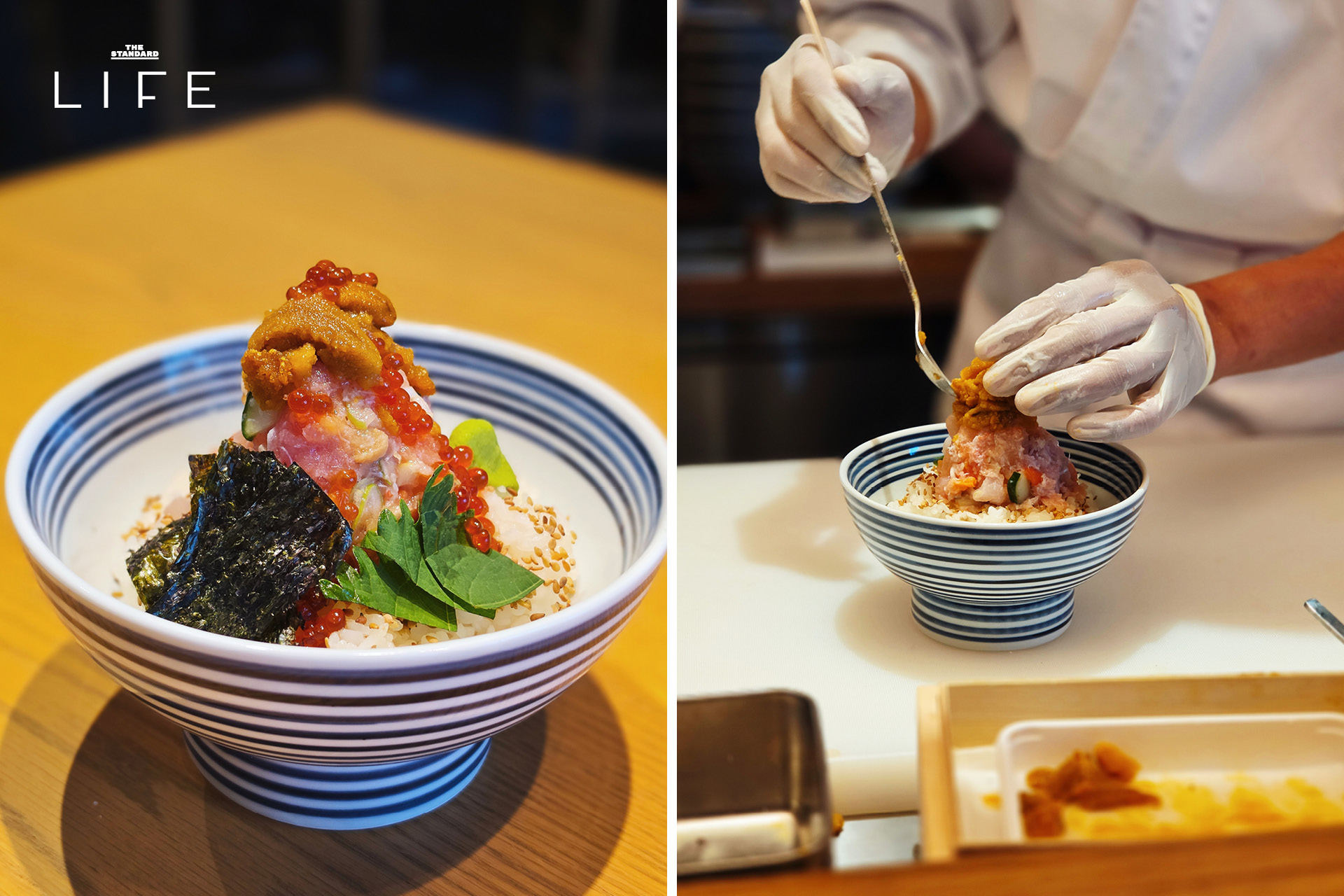 ภาพข้าวหน้าปลาดิบรวม Zeitaku Don ของร้าน Tsujihan ที่จัดวางอย่างสวยงาม 2