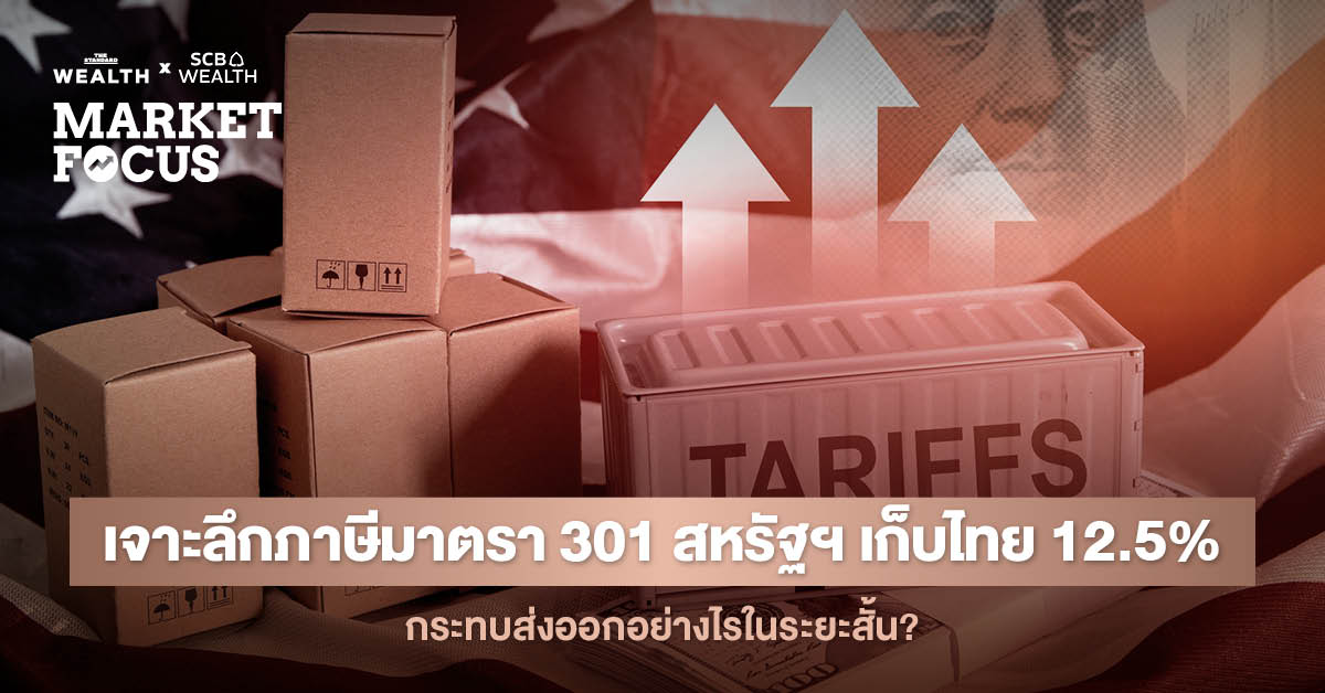 ภาพกราฟิกแสดงถึงภาษีมาตรา 301 ของสหรัฐฯ ที่เก็บจากไทย 12.5% และผลกระทบต่อการส่งออก