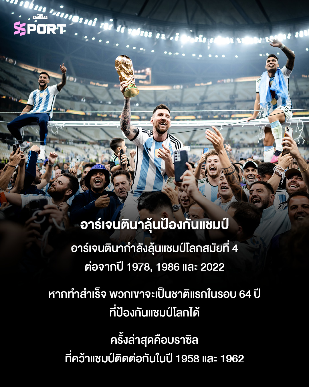 ตราสัญลักษณ์ทีมชาติสเปนและอาร์เจนตินา พร้อมถ้วยฟุตบอลโลก 4