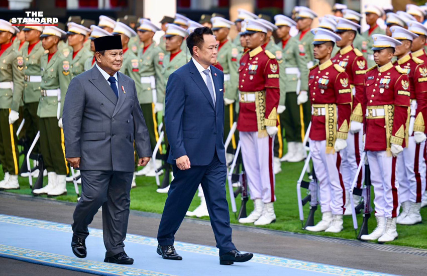 อนุทิน ชาญวีรกูล และประธานาธิบดีอินโดนีเซีย ปราโบโว ซูบียันโต ในพิธีต้อนรับอย่างเป็นทางการ 1