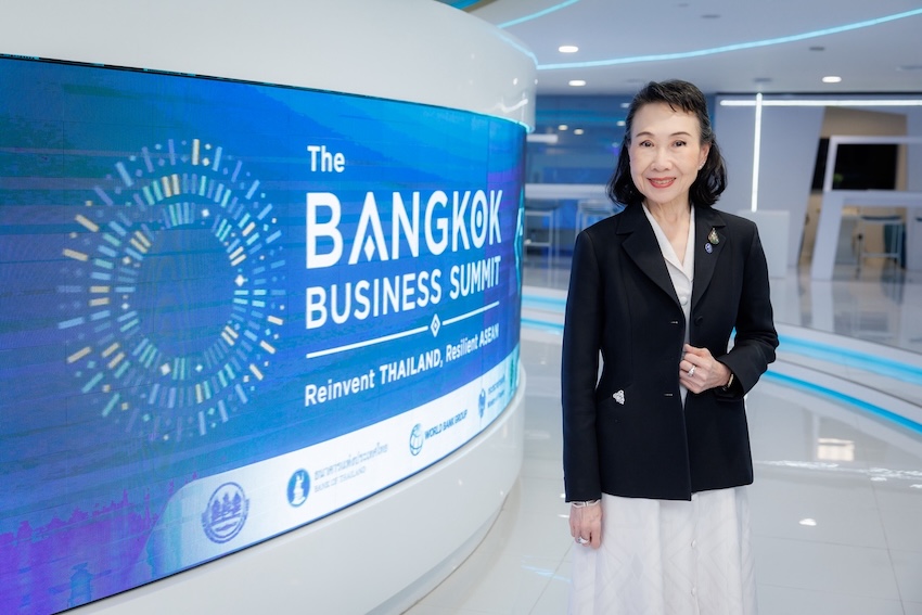 ภาพประกอบงาน The Bangkok Business Summit 2026 แสดงโลโก้และผู้แทนจากคณะกรรมการร่วมภาคเอกชน 3 สถาบัน 3