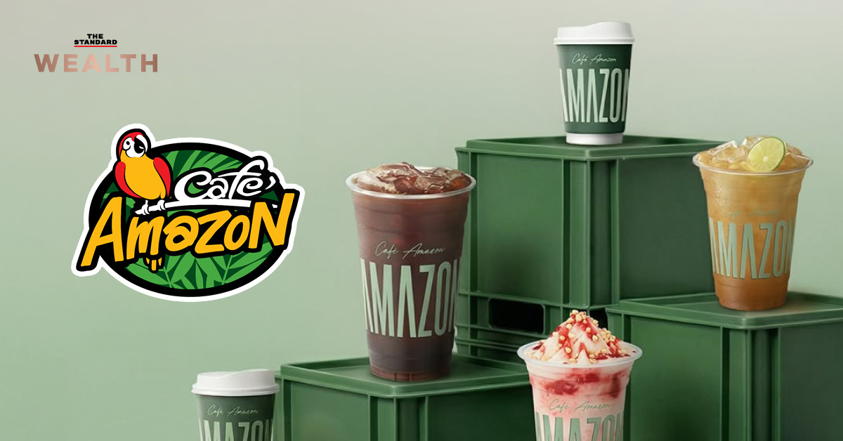 ภาพแสดงโลโก้ Cafe Amazon พร้อมตัวเลขยอดขาย 117 ล้านแก้วในครึ่งปีแรก