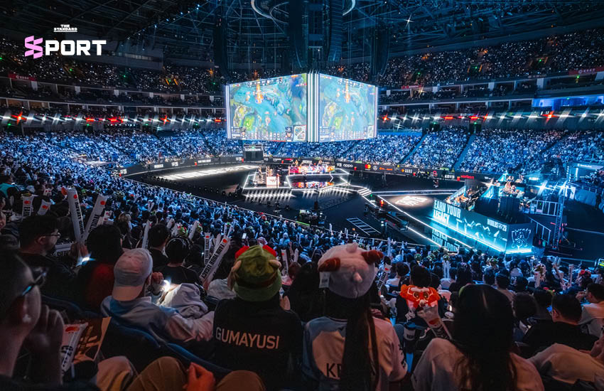 ภาพประกอบเกม League of Legends แสดงถึงตัวละครและบรรยากาศการแข่งขันอีสปอร์ต 1
