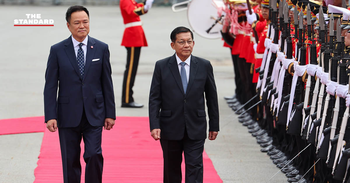 อนุทิน ชาญวีรกูล นายกรัฐมนตรี ต้อนรับ พล.อ. อาวุโส มินอ่องหล่าย ประธานาธิบดีเมียนมา ในพิธีต้อนรับอย่างเป็นทางการ