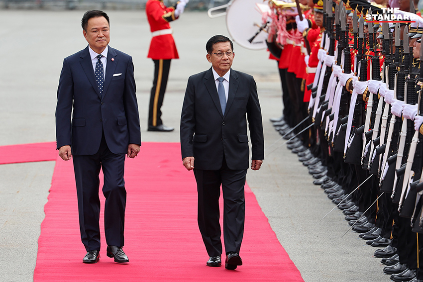 อนุทิน ชาญวีรกูล นายกรัฐมนตรี ต้อนรับ พล.อ. อาวุโส มินอ่องหล่าย ประธานาธิบดีเมียนมา ในพิธีต้อนรับอย่างเป็นทางการ 1