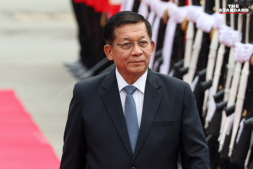 อนุทิน ชาญวีรกูล นายกรัฐมนตรี ต้อนรับ พล.อ. อาวุโส มินอ่องหล่าย ประธานาธิบดีเมียนมา ในพิธีต้อนรับอย่างเป็นทางการ 3