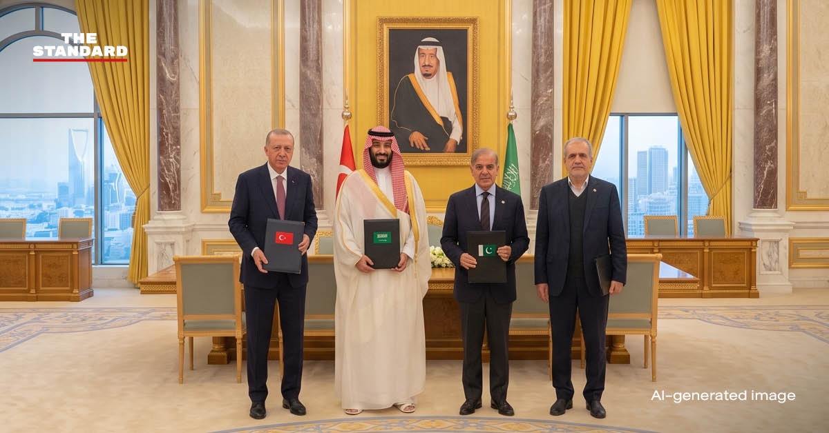 ภาพกราฟิกแสดงแนวคิด ‘NATO แห่งโลกมุสลิม’ และการรวมกลุ่มของประเทศในตะวันออกกลาง