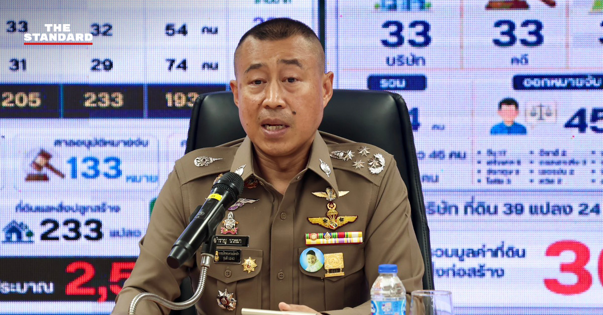 พล.ต.อ. สำราญ นวลมา รอง ผบ.ตร. แถลงข่าวกรณีเหตุยิงนายก อบจ.นนทบุรี