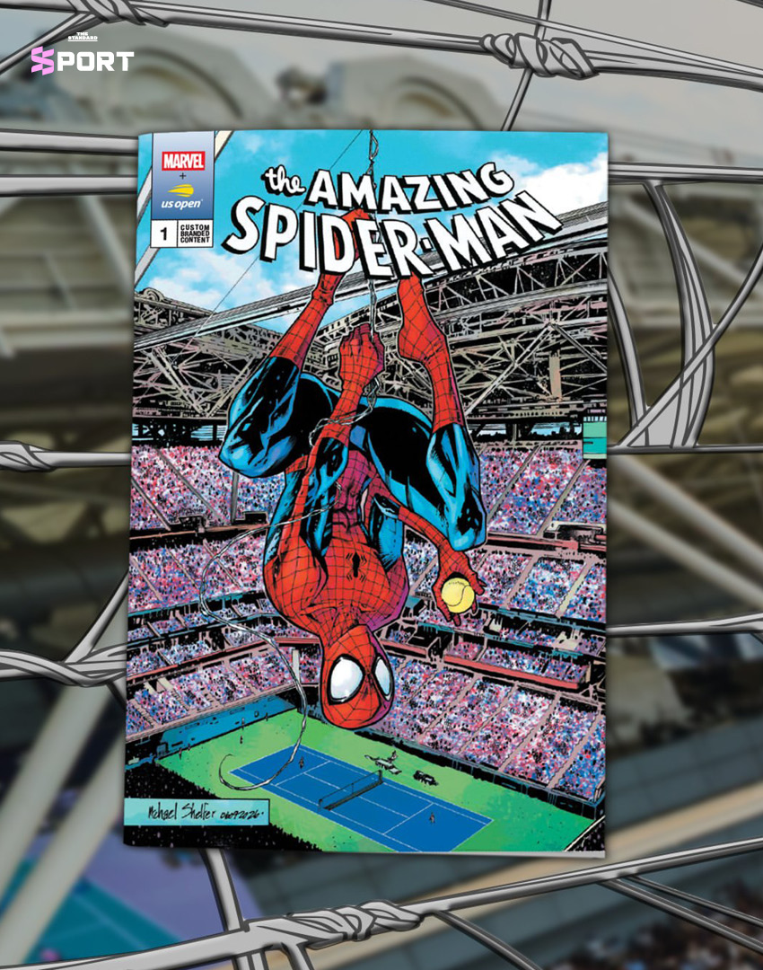ภาพปกคอมมิค Spider-Man ฉบับพิเศษที่ Marvel ร่วมกับ USTA จัดทำขึ้นสำหรับ US Open 1