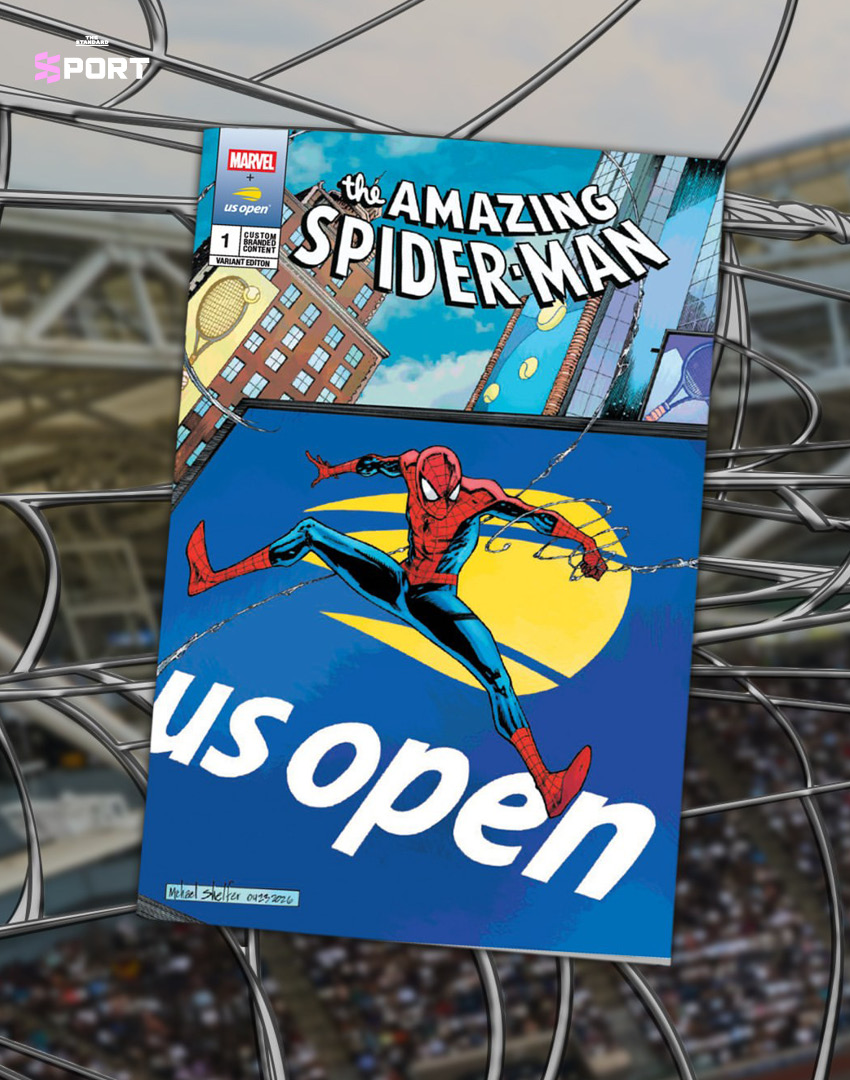 ภาพปกคอมมิค Spider-Man ฉบับพิเศษที่ Marvel ร่วมกับ USTA จัดทำขึ้นสำหรับ US Open 2