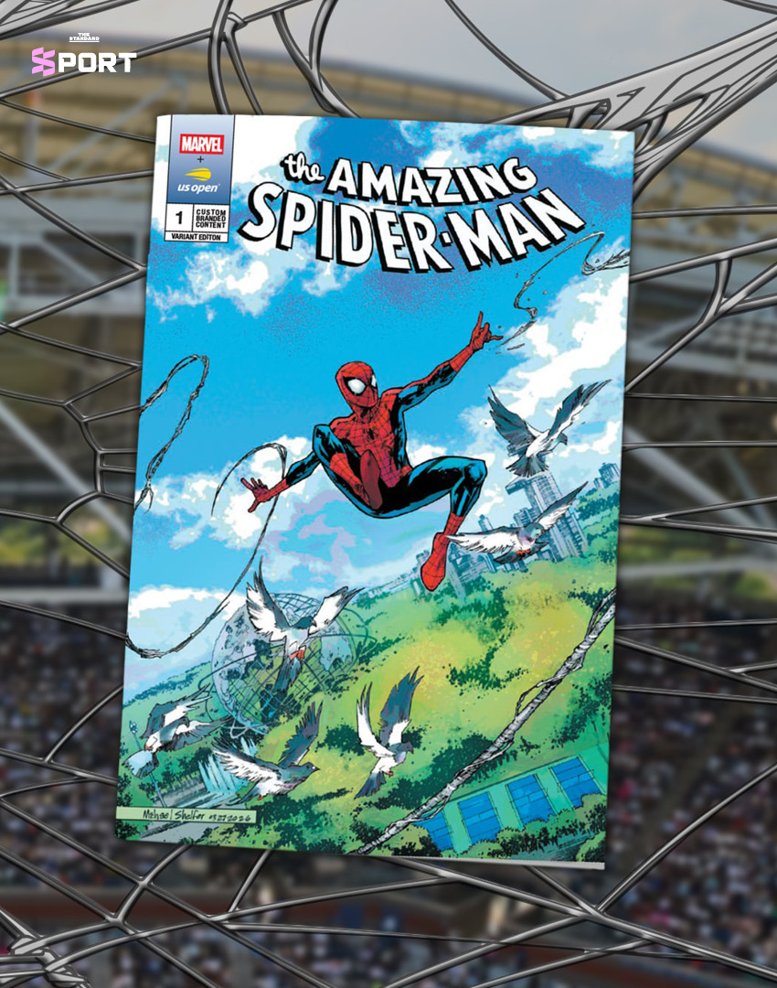 ภาพปกคอมมิค Spider-Man ฉบับพิเศษที่ Marvel ร่วมกับ USTA จัดทำขึ้นสำหรับ US Open 4