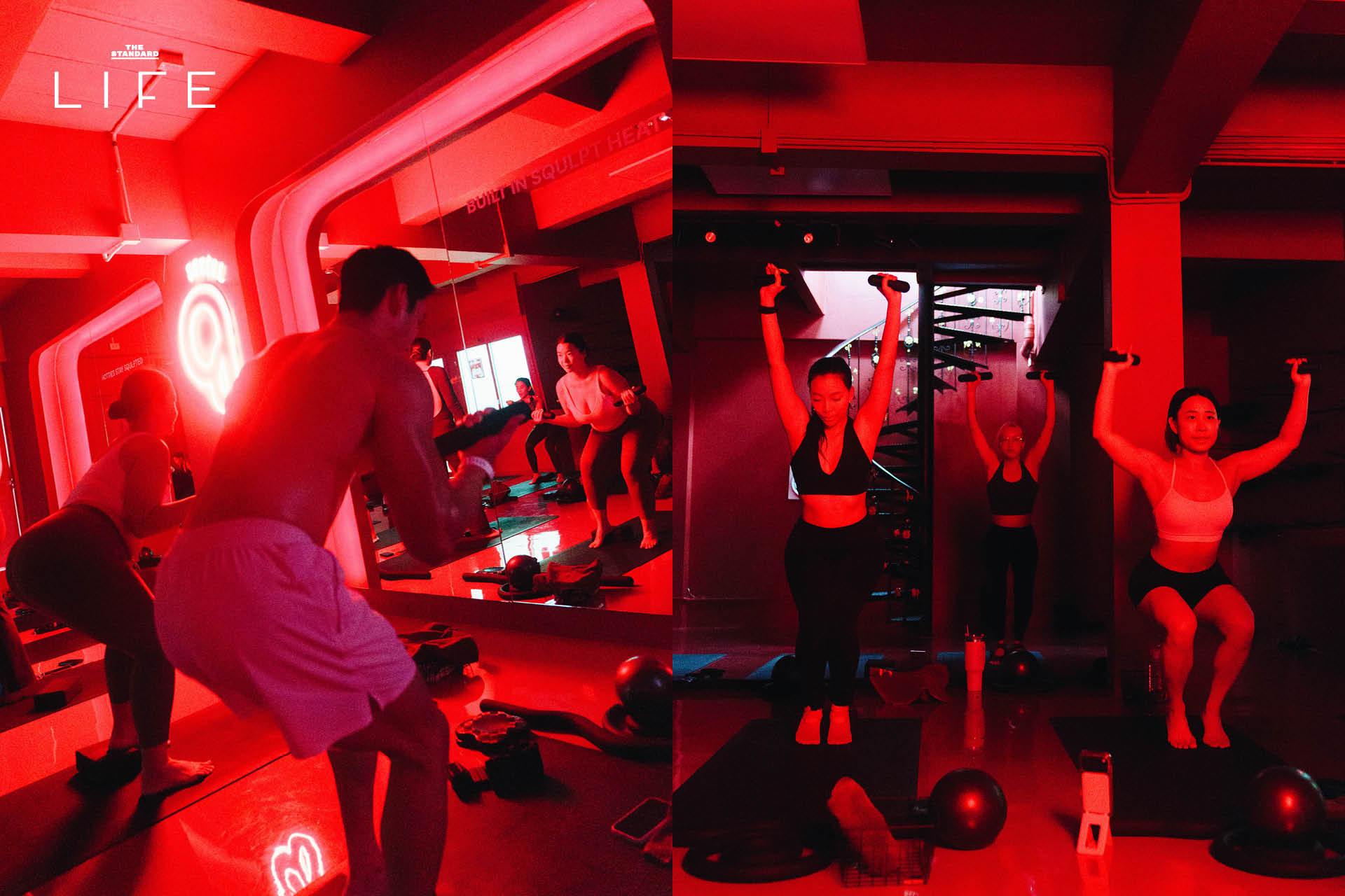 ภาพบรรยากาศในสตูดิโอ SQULPT SOCIAL ห้องสีแดงจัดจ้านสำหรับการออกกำลังกาย Mat Workout ด้วย Infrared Heat Therapy อุณหภูมิ 40 องศา 15