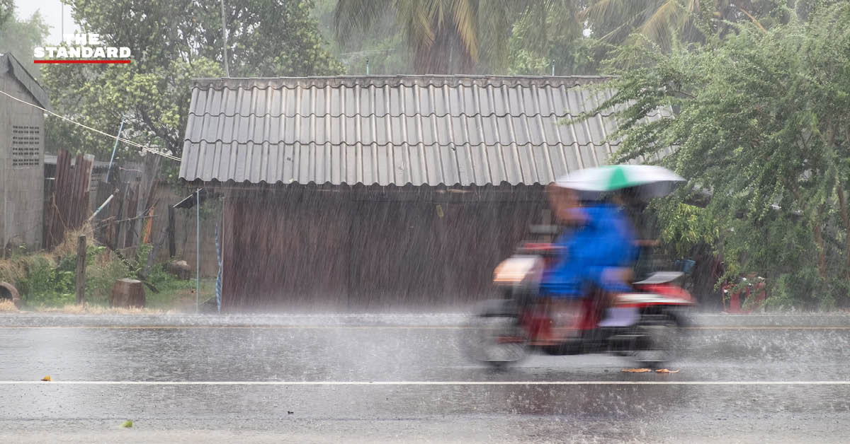 ภาพประกอบแสดงสถานการณ์ฝนตกหนักและน้ำท่วมฉับพลันตามประกาศเตือนของกรมอุตุนิยมวิทยา