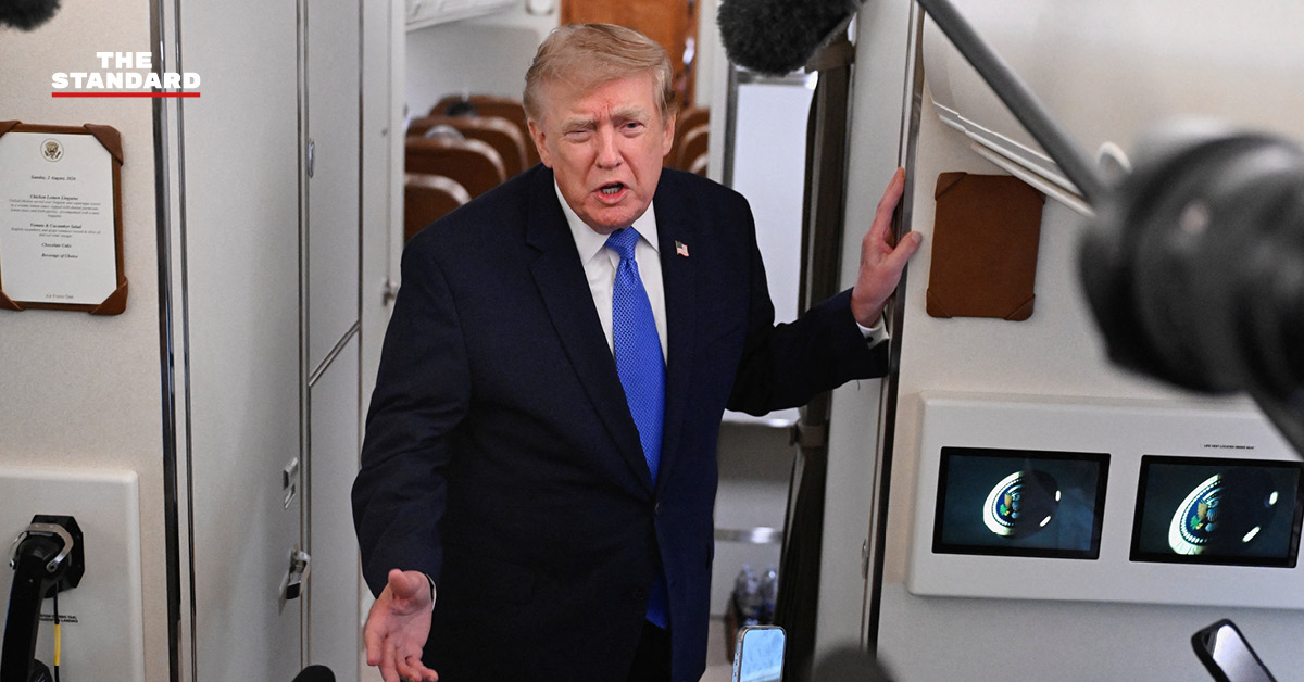 ภาพประธานาธิบดีโดนัลด์ ทรัมป์ ให้สัมภาษณ์บนเครื่องบิน Air Force One เกี่ยวกับการเจรจากับอิหร่าน