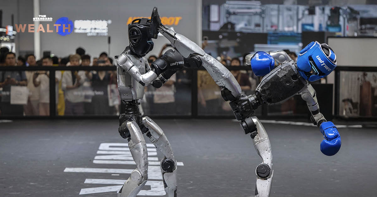 หุ่นยนต์ฮิวแมนนอยด์จากบริษัท Unitree Robotics กำลังแสดงท่าทาง