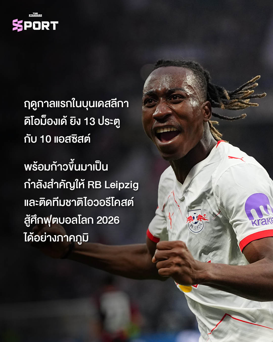 ยาน ดิโอม็องเด้ นักฟุตบอลกำลังฉลองชัยชนะในสนาม 4