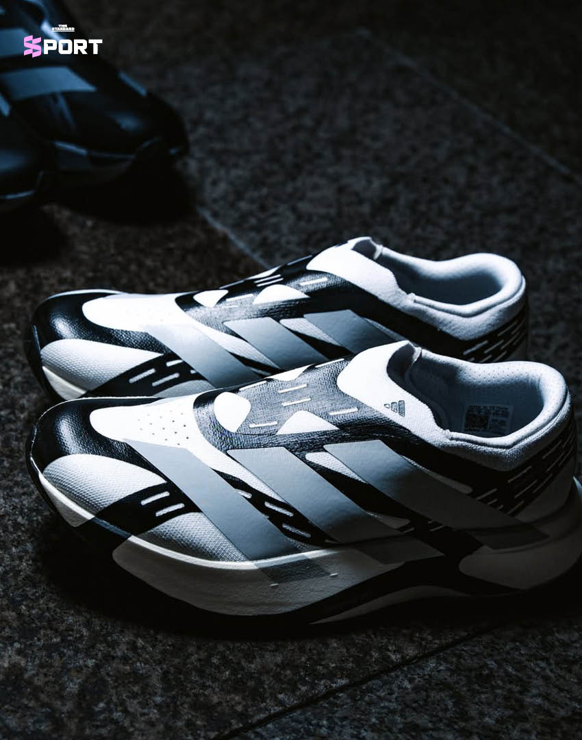 รองเท้าวิ่ง adidas Adizero EVO SL Laceless สีขาว-ดำ แบบไร้เชือก 6