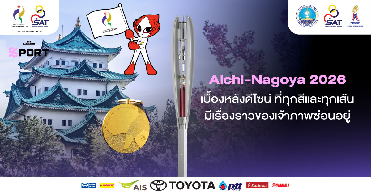 ภาพปก Aichi-Nagoya 2026 แสดงดีไซน์ตราสัญลักษณ์ สี และมาสคอตของการแข่งขัน