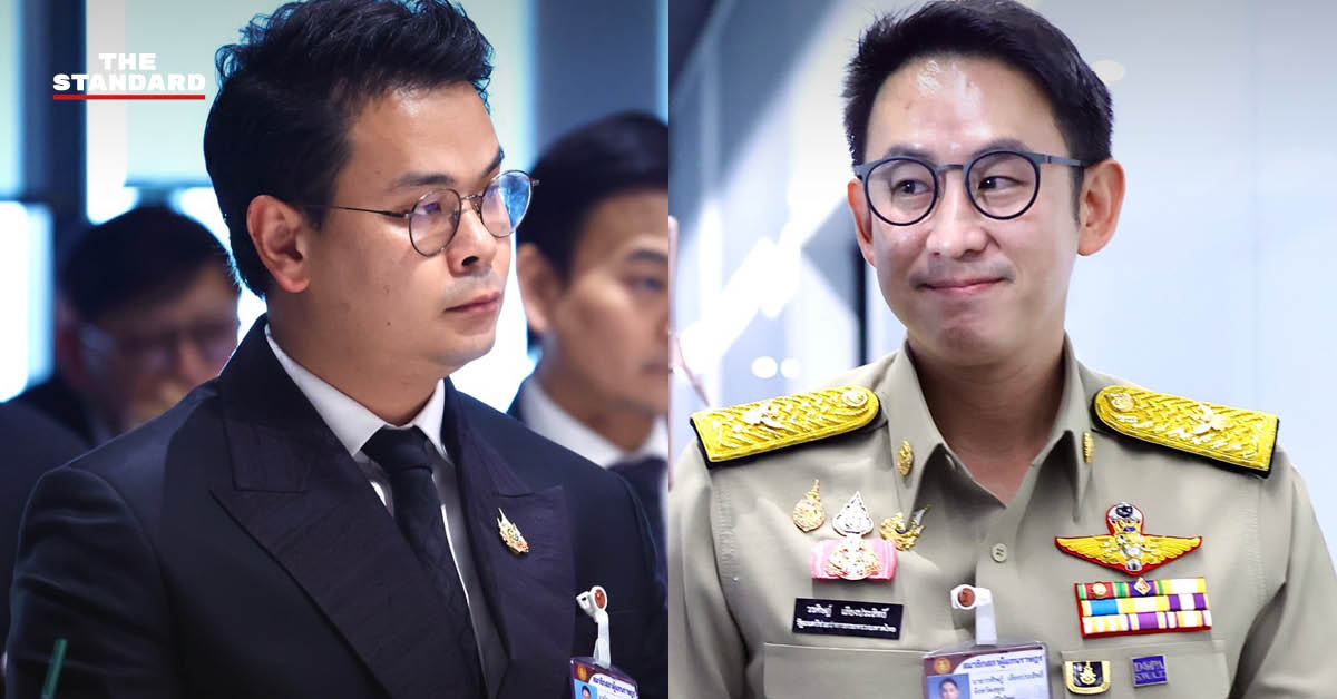 ภาพ ไชยชนก ชิดชอบ และ วรศิษฎ์ เลียงประสิทธิ์ ขณะเข้าชี้แจง กมธ.การกฎหมายฯ