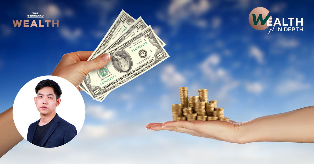 ภาพคอลลาจมือคนกำลังถือเงิน พร้อมภาพคุณเบน CPO DIME วรพล วงศ์วัฒนกิจ