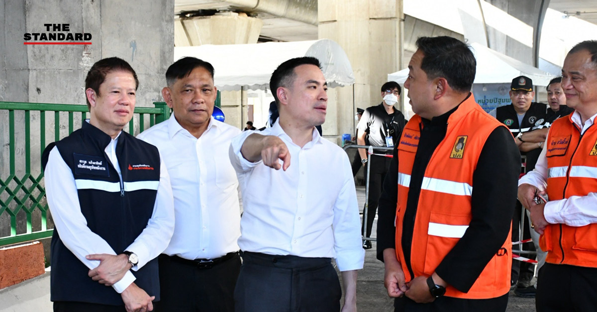 เอกนัฏ พร้อมพันธุ์ รัฐมนตรีว่าการกระทรวงพลังงาน ลงพื้นที่ตรวจสอบจุดน้ำมันรั่วบริเวณพระราม 3