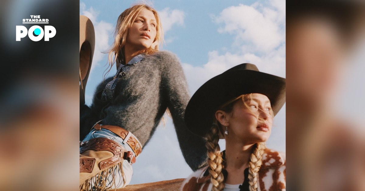 Gigi และ Bella Hadid ในชุดคาวเกิร์ลตะวันตกสำหรับแคมเปญ Guest in Residence