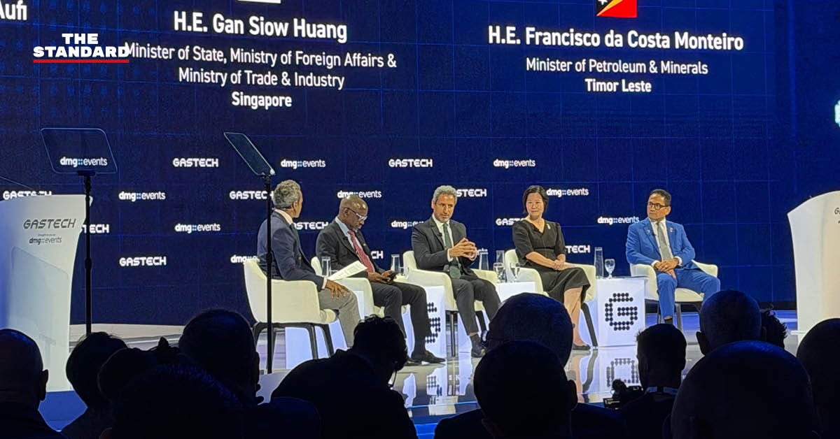 ภาพรัฐมนตรีจาก 4 ประเทศร่วมเสวนาบนเวที The Energy Reset ในงาน Gastech 2026