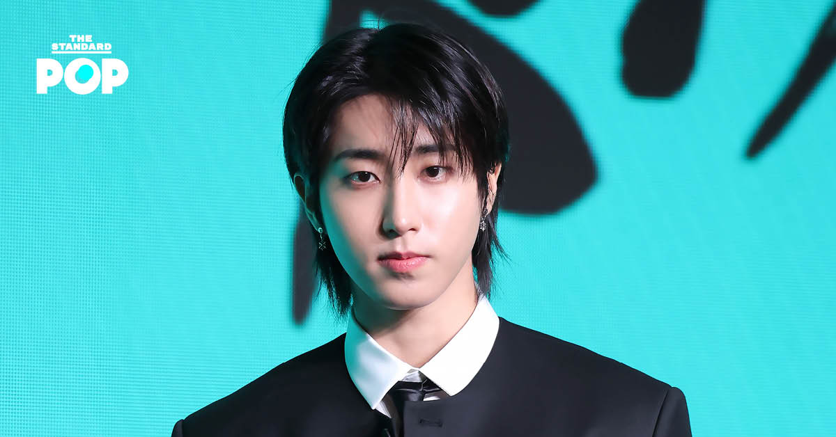 Han วง Stray Kids ในงานแถลงข่าว