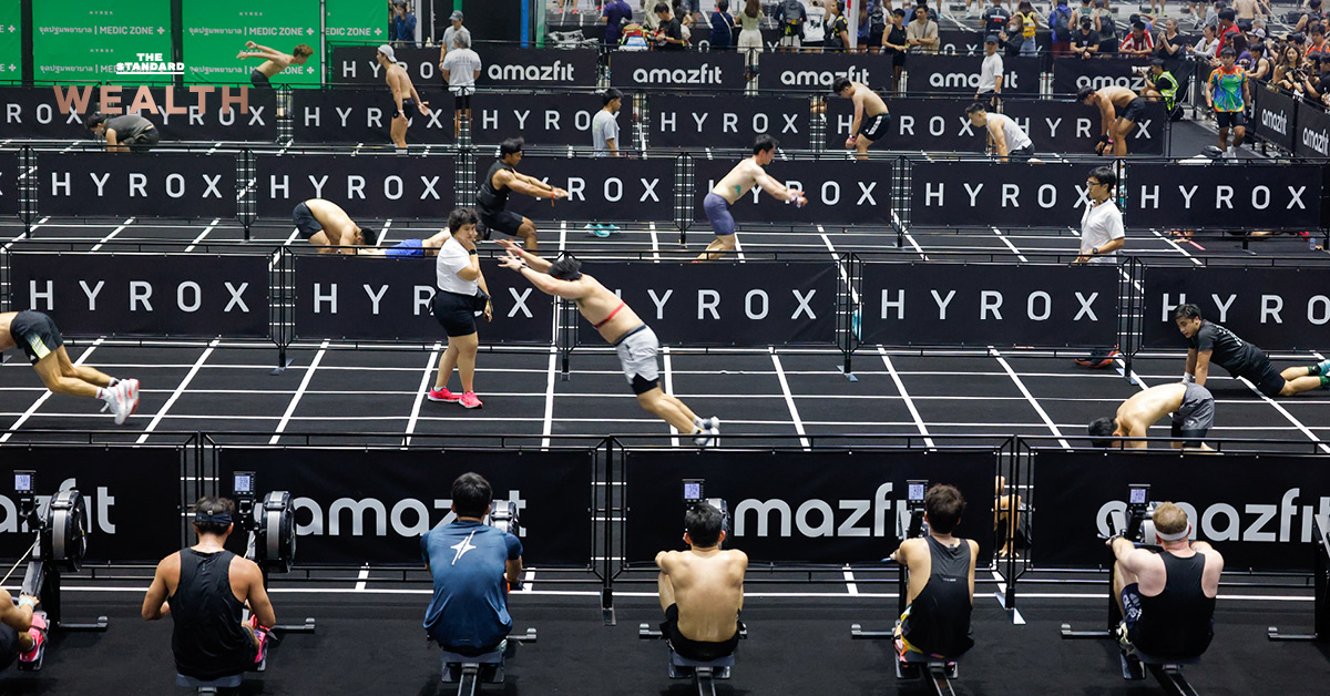 ภาพอินโฟกราฟิกแสดงการเติบโตของผู้เข้าแข่งขัน Hyrox และการถูกซื้อหุ้นใหญ่