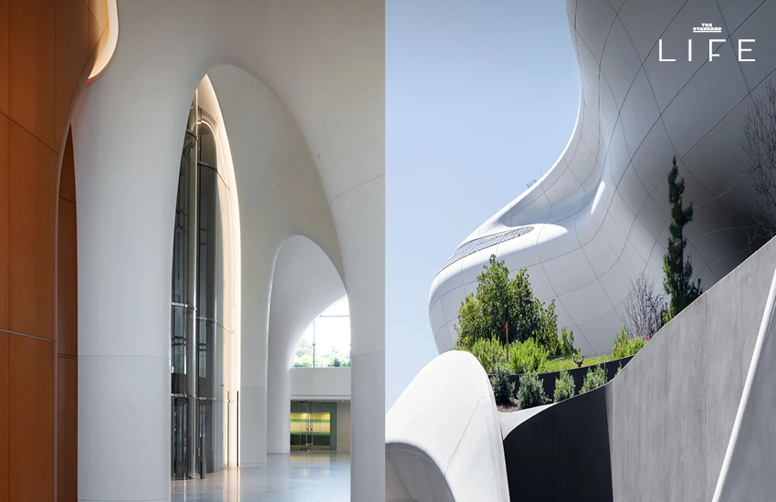 ภาพอาคาร Lucas Museum of Narrative Art ที่ลอสแอนเจลิส ซึ่งมีรูปทรงคล้ายก้อนเมฆหรือยานอวกาศ 4