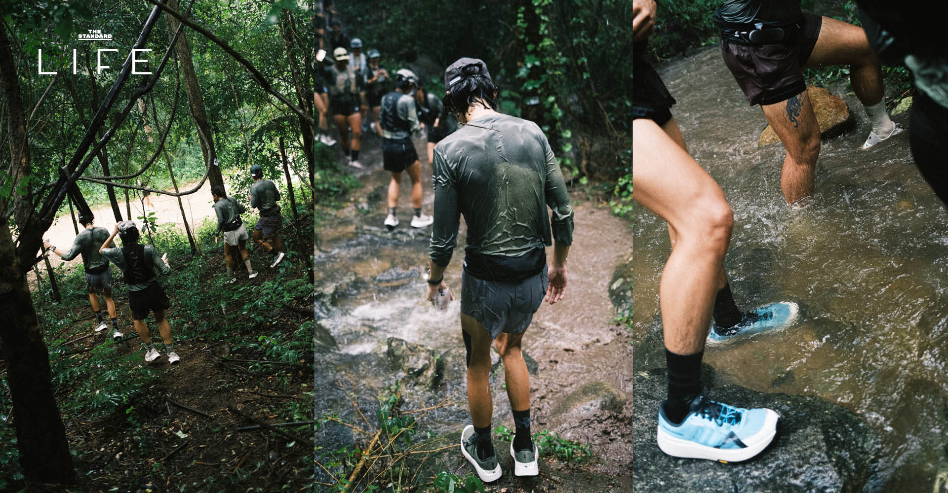 รองเท้าวิ่งเทรล Mount to Coast M1 บนเส้นทางธรรมชาติที่เปียกชื้น 4
