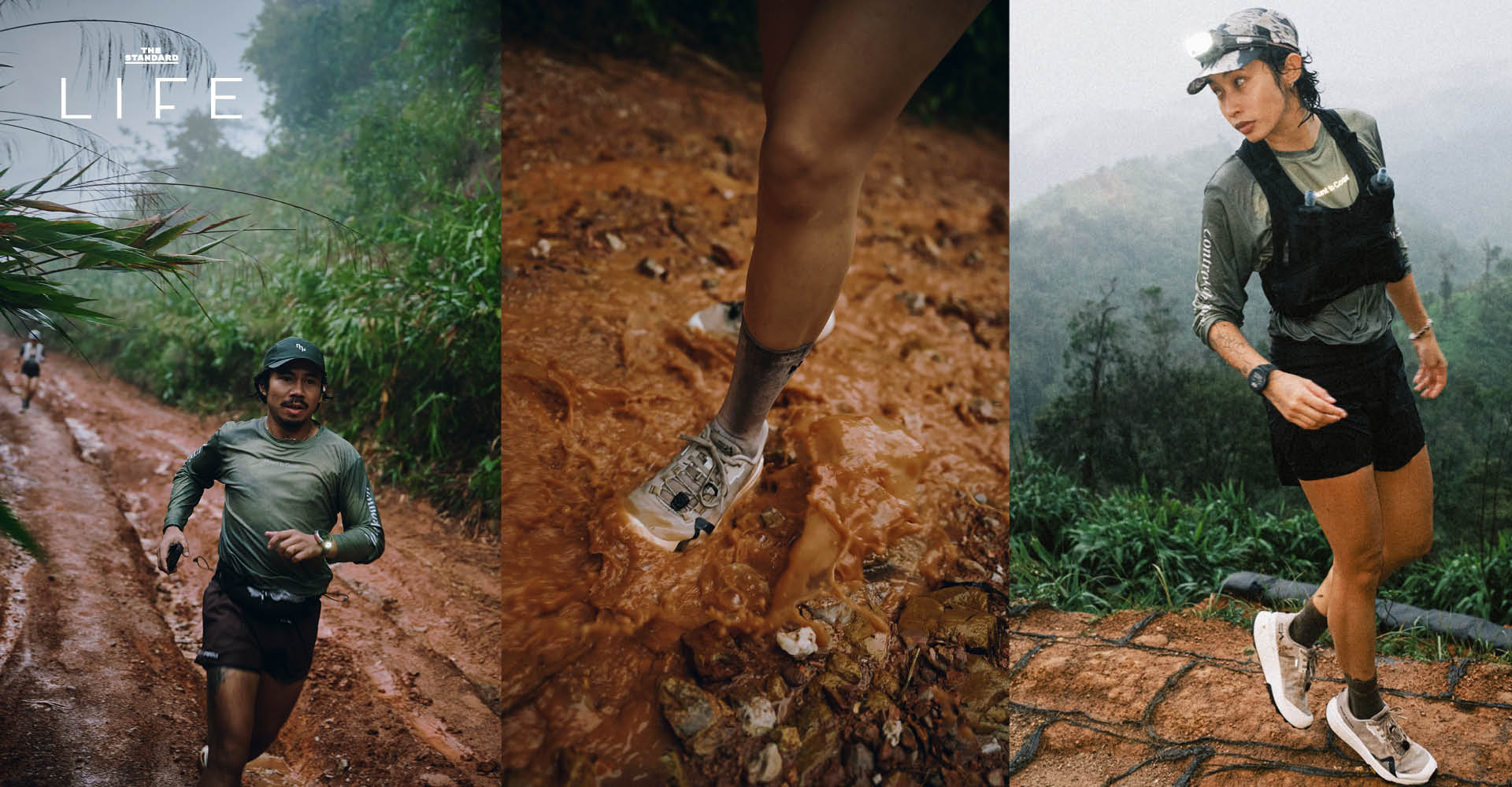 รองเท้าวิ่งเทรล Mount to Coast M1 บนเส้นทางธรรมชาติที่เปียกชื้น 5