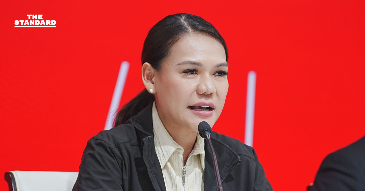 โลโก้พรรคเพื่อไทยพร้อมข้อความเกี่ยวกับ พ.ร.บ.เสริมสร้างสันติสุข