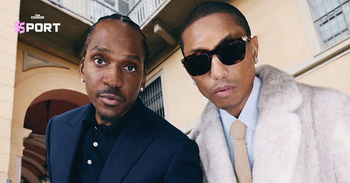 ภาพ Pusha T และ Pharrell Williams พร้อมโลโก้ Grindin’ Coffee