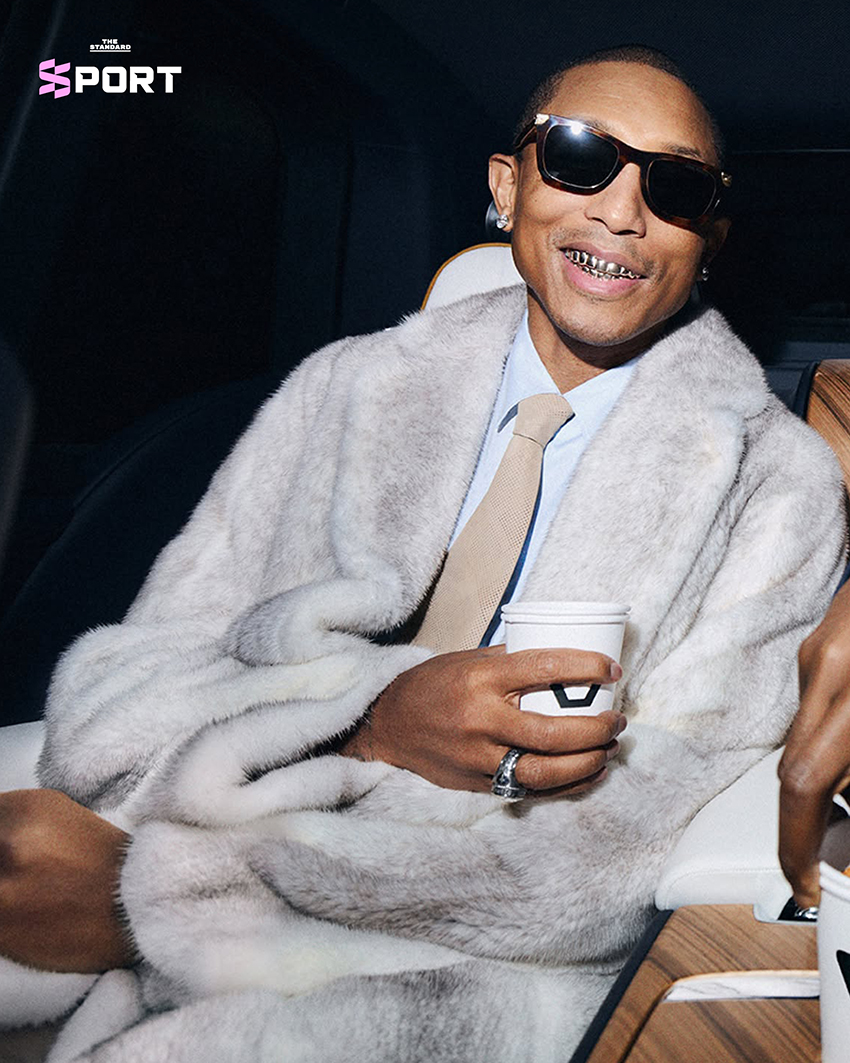 ภาพ Pusha T และ Pharrell Williams พร้อมโลโก้ Grindin’ Coffee 6