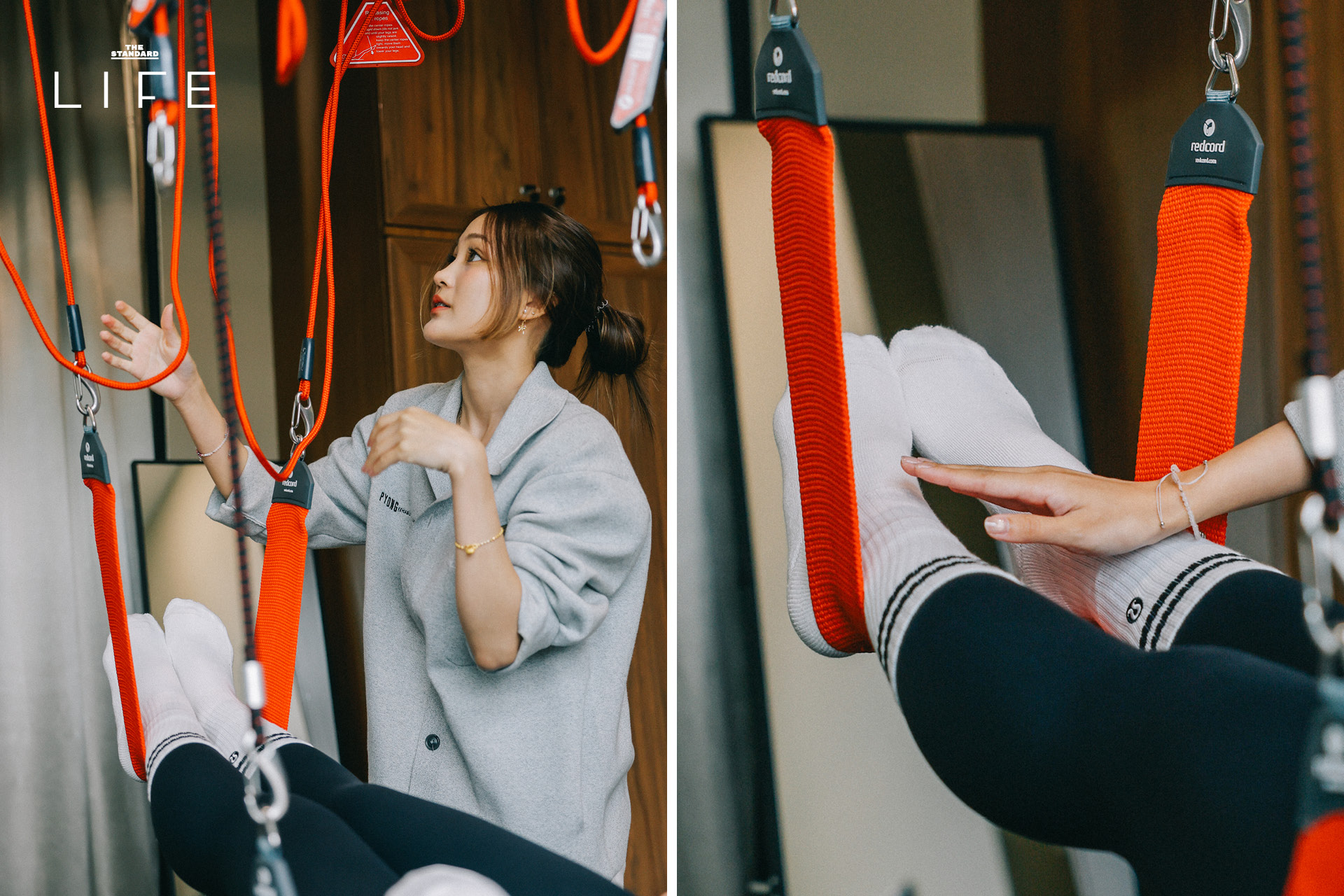ภาพผู้เข้ารับการบำบัดกำลังใช้เครื่อง Redcord เพื่อจัดระเบียบร่างกาย 10