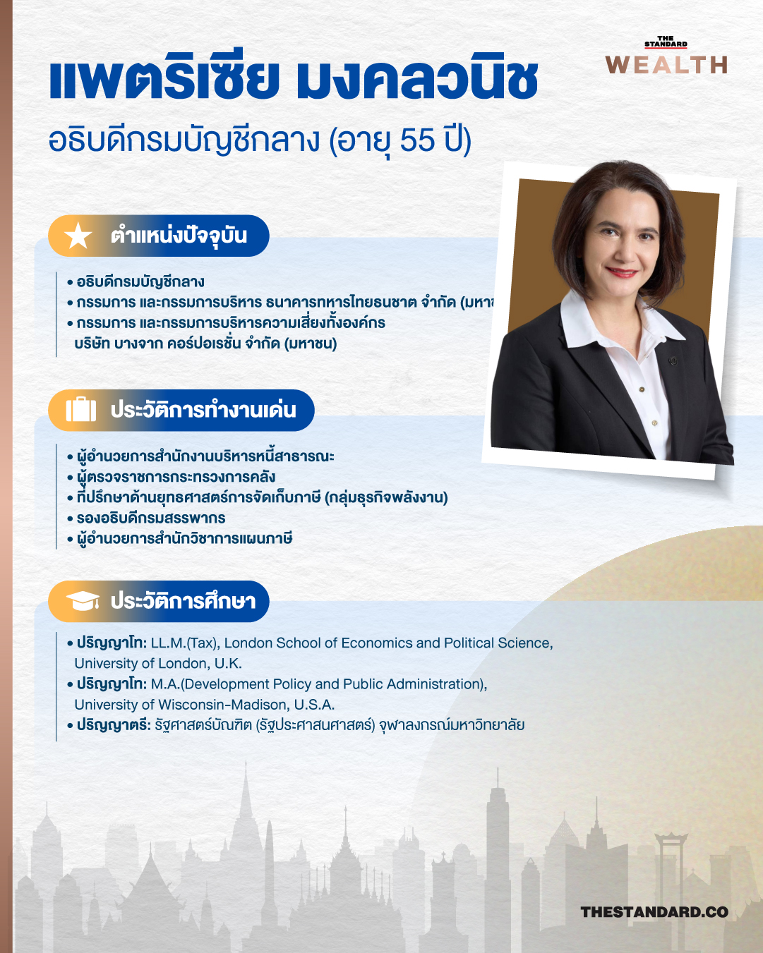 ภาพกราฟิกโลโก้กรมสรรพากร พร้อมรูปถ่าย 4 ผู้บริหารตัวเต็งชิงตำแหน่งอธิบดีกรมสรรพากร 3