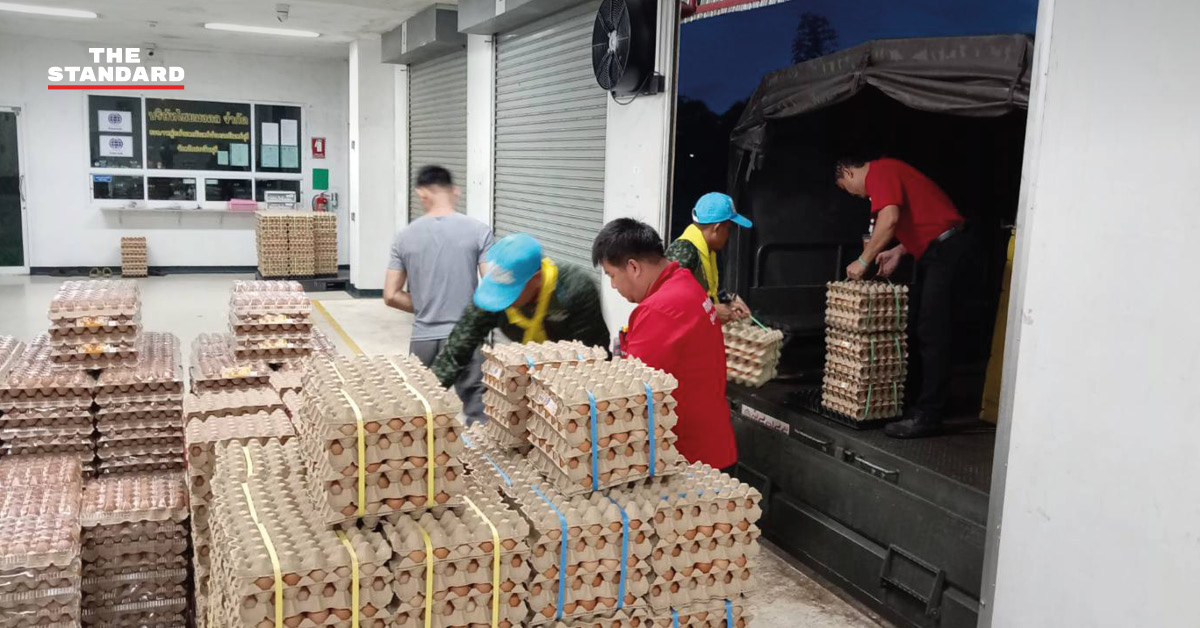ทหารลำเลียงไข่ไก่ 2,000 แผง ในพื้นที่น้ำท่วมจังหวัดสระแก้ว