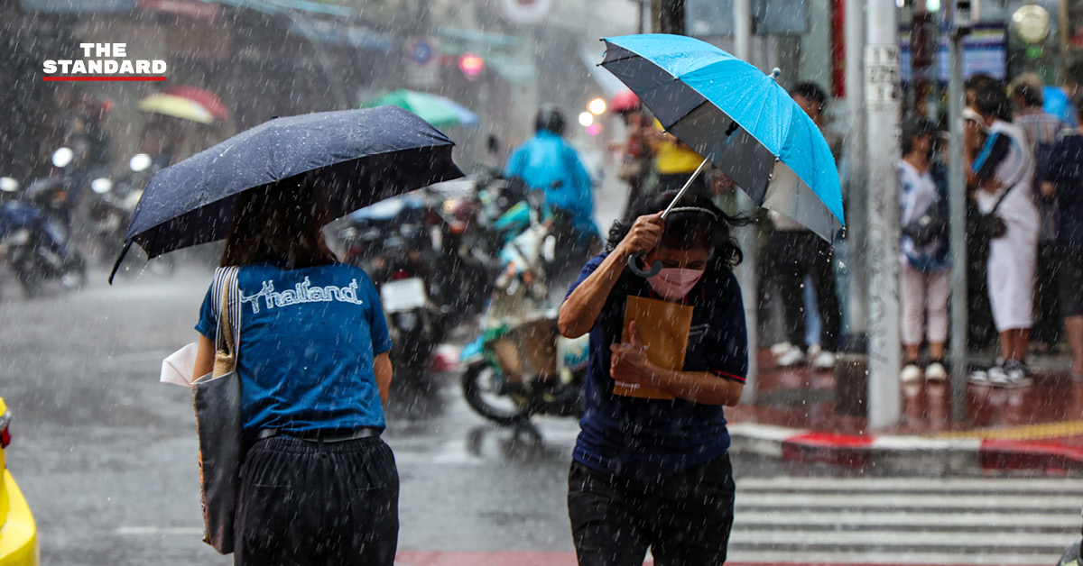 ภาพแผนที่อากาศแสดงพื้นที่ฝนตกหนักถึงหนักมากทั่วประเทศไทย