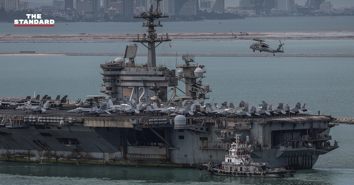 ภาพเรือบรรทุกเครื่องบิน USS Abraham Lincoln ของกองทัพเรือสหรัฐฯ