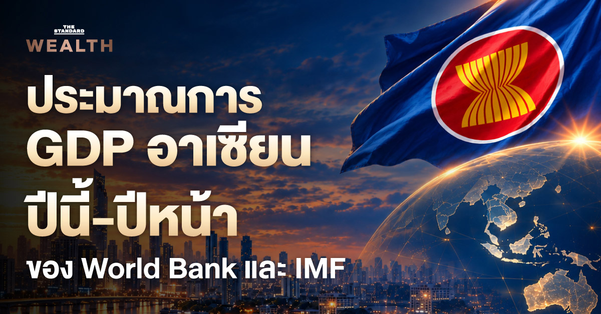 กราฟแสดงประมาณการ GDP ของประเทศในอาเซียนจาก World Bank และ IMF