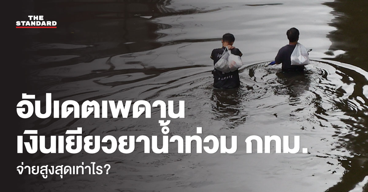 ภาพอินโฟกราฟิกแสดงรายละเอียดการปรับเกณฑ์เงินเยียวยาน้ำท่วมของ กทม. พร้อมวงเงินช่วยเหลือค่าซ่อมแซมบ้านและช่องทางการยื่นออนไลน์