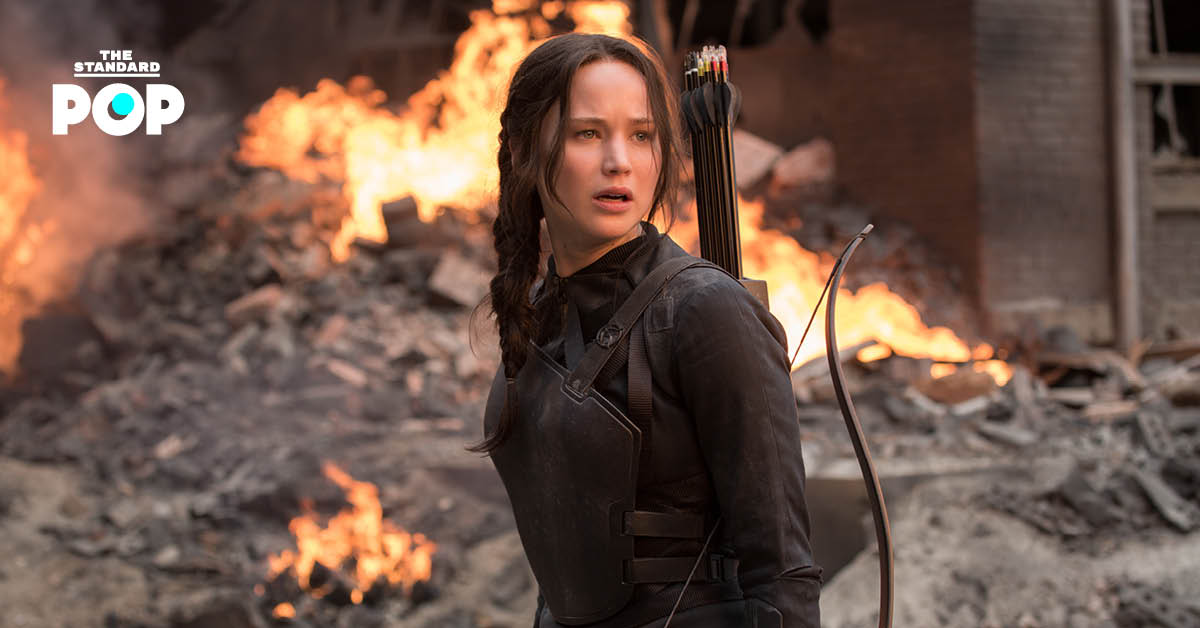 Jennifer Lawrence ในกองถ่ายภาพยนตร์ The Hunger Games