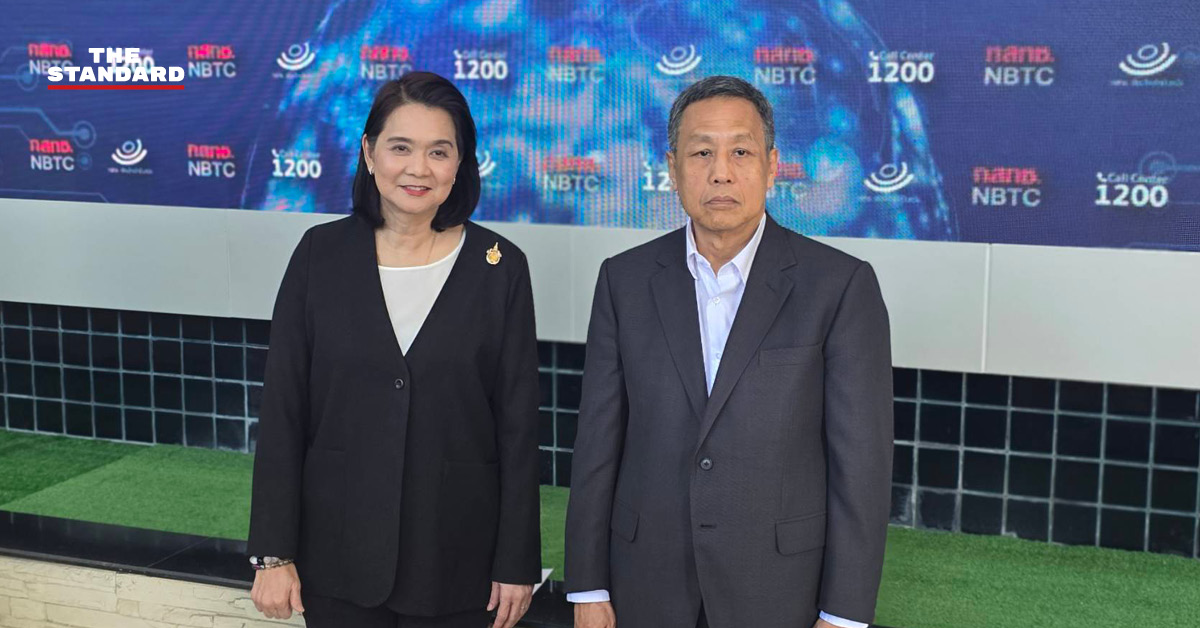 ภาพประกอบแสดงกรรมการ กสทช. 6 คน พร้อมข้อความระบุการเดินหน้าประชุมและเลือกประธานใหม่