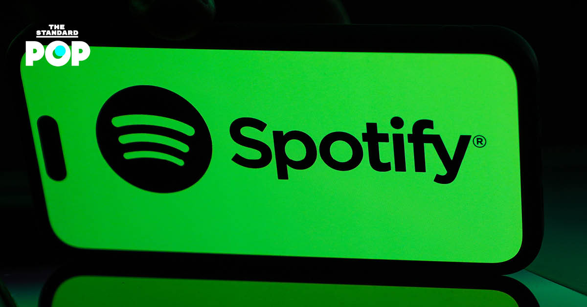 หน้าจอสมาร์ตโฟนแสดงผลบริการสตรีมมิงเพลง Spotify