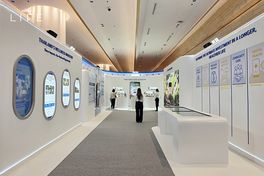 ภาพรวมบรรยากาศภายใน Longevity Pavilion ที่จัดแสดงนวัตกรรมเพื่อการมีชีวิตที่ยืนยาวของไทยในงาน IMF-World Bank Annual Meetings 2026 8